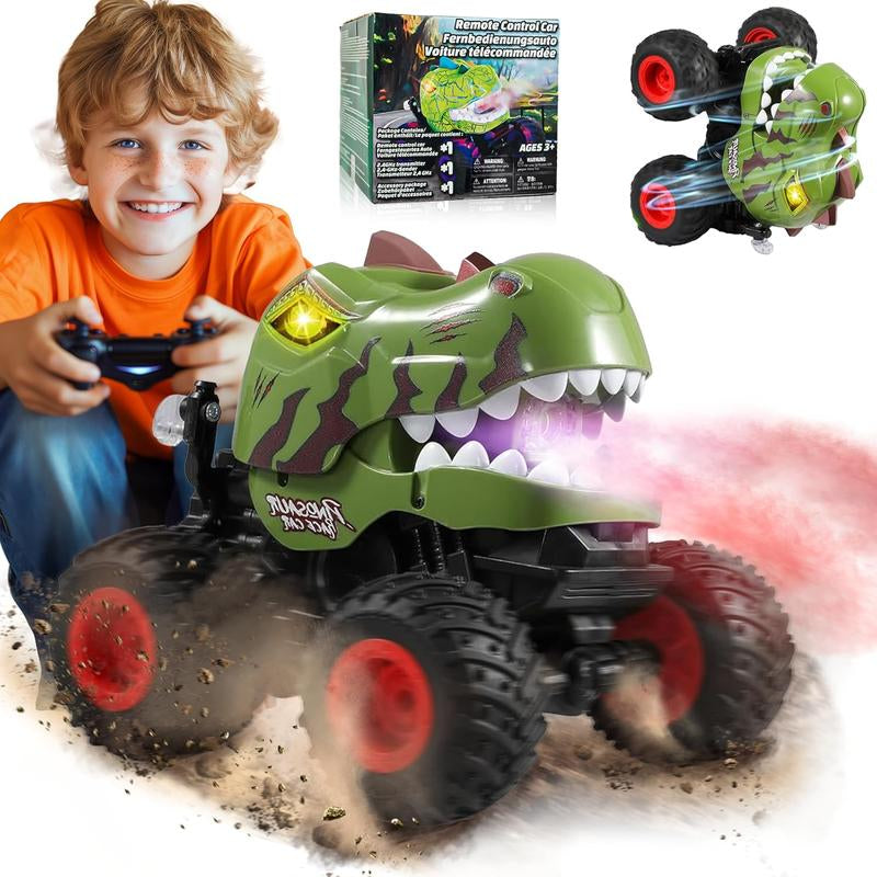 BEZGAR RC Monster Truck - 360° Spin, Lights & Music | Dinosaur Remote Control Car, 1:20 Scale Toy for Boys Ages 4-7
