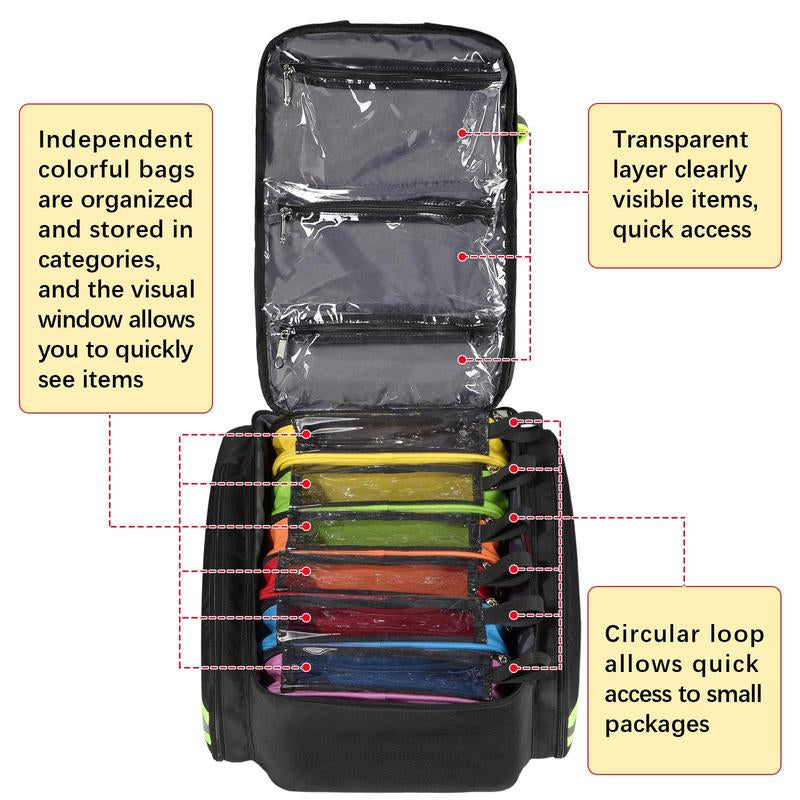 Gatycallaty First Aid Backpack - Medical Evacuation Bag - Red Emergency Lifeguard Bag for Ems Emt First Responders