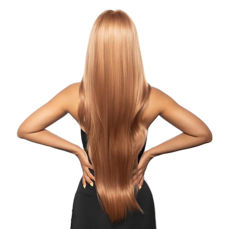 28-Inch Solid Caramel Strawberry Blonde Lightly Wavy Undone Waves W/ Layers Synthetic Wig | 【Heat Resistant】【Cap Included】 |