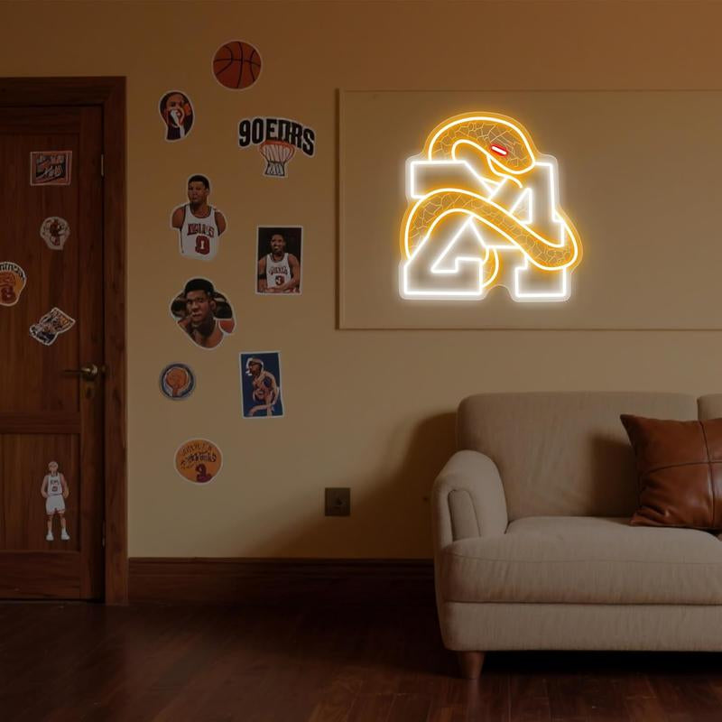 24Th Legend Basketball Neon Sign,Black Mamba Led Neon Lights Dimmable for Wall Decor Aesthetic, Sports Led Light Signs for Wall Bedroom Shop Decor