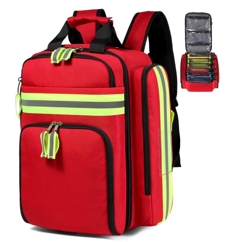 Gatycallaty First Aid Backpack - Medical Evacuation Bag - Red Emergency Lifeguard Bag for Ems Emt First Responders