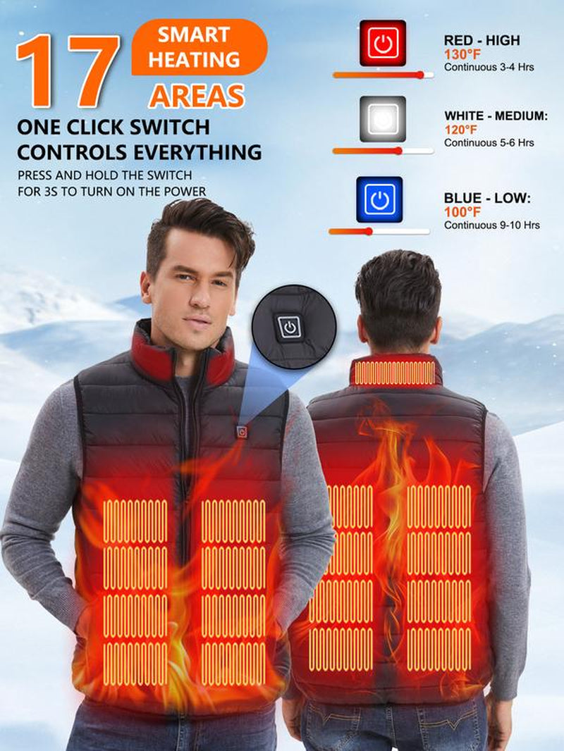 Arcticpro Heated Vest: 5-Zone Smart Heating, Machine Washable & All-Weather Protection - Redefine Winter Comfort with Exclusive Private Model Heating Chip（Not Included with Power Bank）