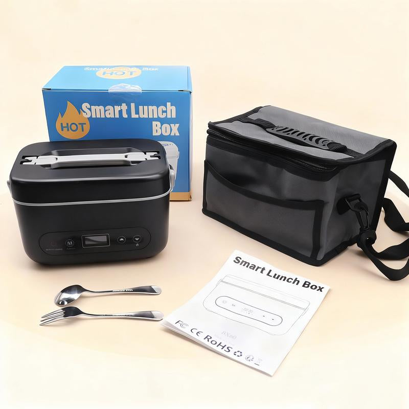 Electric Lunch Box Cordless Heated Lunch Box for Students 12000Mah Battery Portable Insulated Stainless Steel Container Set with Timer Function Leak-Proof Food Warmer for Office School Truck Outdoor Use Christmas Gift Black Friday Tableware