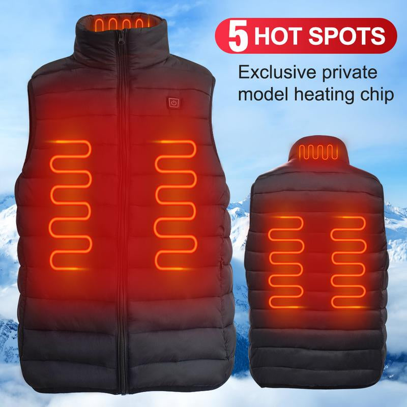 Arcticpro Heated Vest: 5-Zone Smart Heating, Machine Washable & All-Weather Protection - Redefine Winter Comfort with Exclusive Private Model Heating Chip（Not Included with Power Bank）