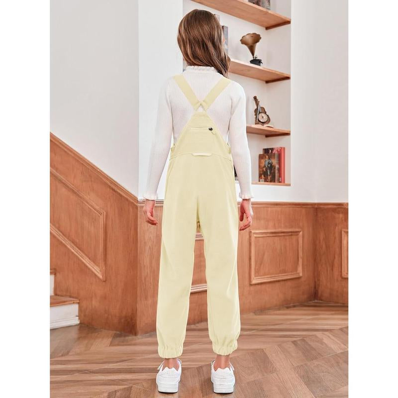 Girls Fleece Overalls Kids Warm Winter Loose Casual Jumpsuits with Pockets 5-14 Years