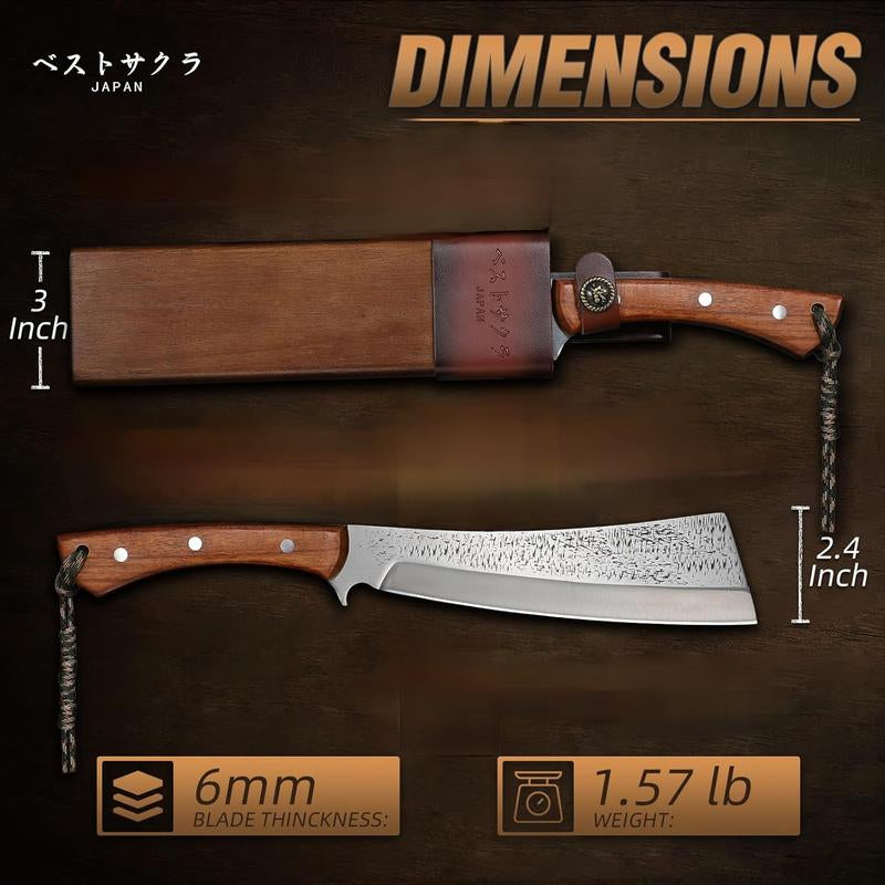 Purple Dragon Outdoor Knives - Camping Outdoor Knife with Solid Wood Sheath