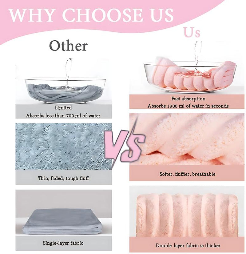 3 Pack Microfiber Hair Towel Wrap for Women, Quick Dry Super Absorbent Hair Turban with Button, anti Frizz Large Drying Towel Set for Bathroom, Travel, Gift Idea Micro Fiber