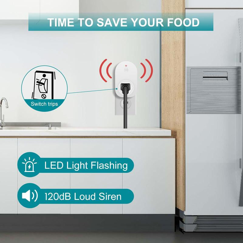 Briidea Power Failure Alarm with LED Indicator & 80Db Siren, Powered by Rechargeable Battery (Included), Perfect for Monitoring Refrigerators, Freezers, Sump Pumps, Aquariums