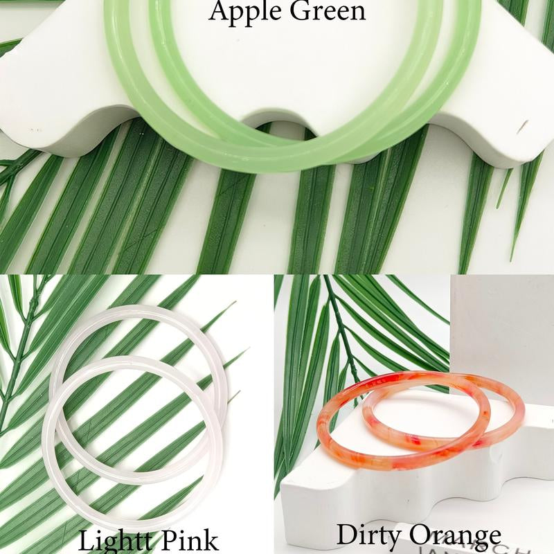 Natural Jade Three-Pair Set Skinny Bangle Bracelets Free Combination for Black Friday Christmas Gift for Women and Girls