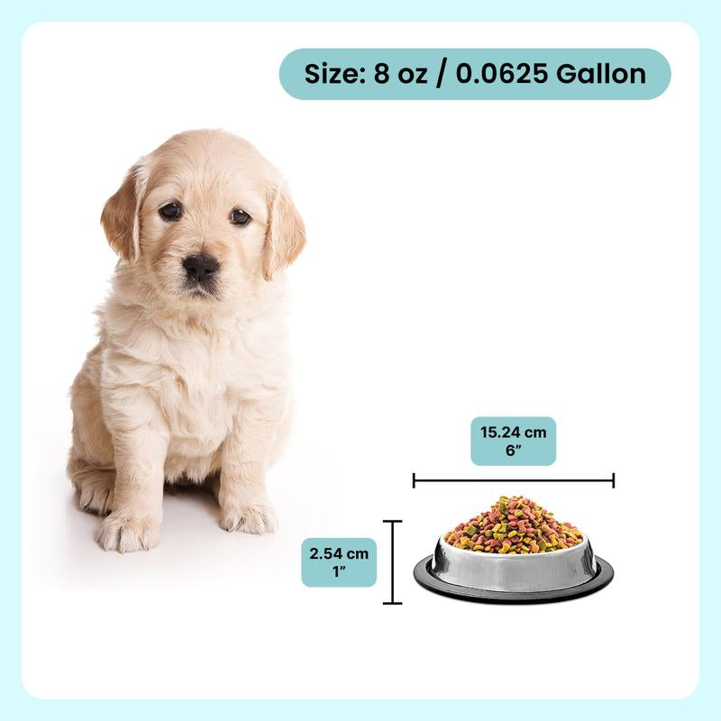 8Oz Traditional Shape Non-Skid Stainless Steel Feeding Bowl for Pets - Dishwasher Safe & Rust-Resistant