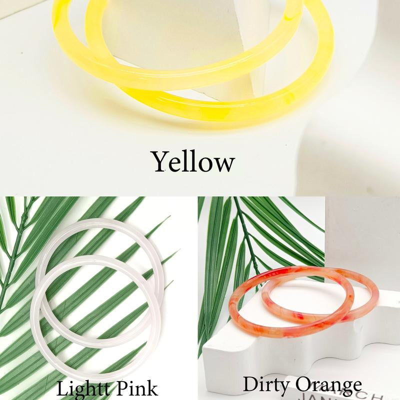 Natural Jade Three-Pair Set Skinny Bangle Bracelets Free Combination for Black Friday Christmas Gift for Women and Girls