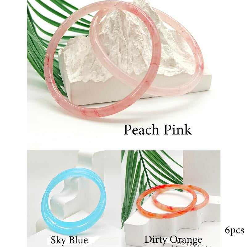 Natural Jade Three-Pair Set Skinny Bangle Bracelets Free Combination for Black Friday Christmas Gift for Women and Girls