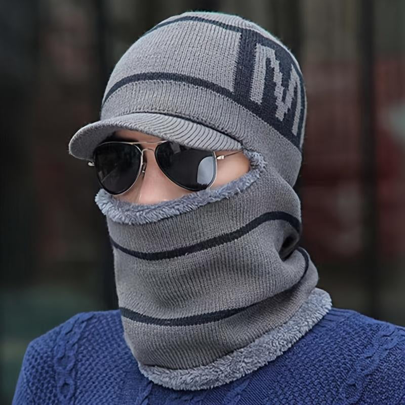 Men'S Winter Thermal Hat and Neck Warmer for Skiing, Snowboarding, Hiking, Extreme Cold Protection, Non-Stretchy Knit, Hand Washable