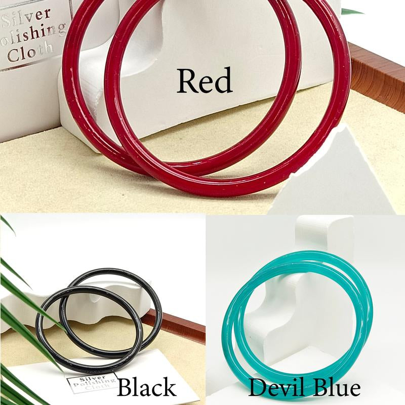 Natural Jade Three-Pair Set Skinny Bangle Bracelets Free Combination for Black Friday Christmas Gift for Women and Girls