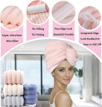 3 Pack Microfiber Hair Towel Wrap for Women, Quick Dry Super Absorbent Hair Turban with Button, anti Frizz Large Drying Towel Set for Bathroom, Travel, Gift Idea Micro Fiber