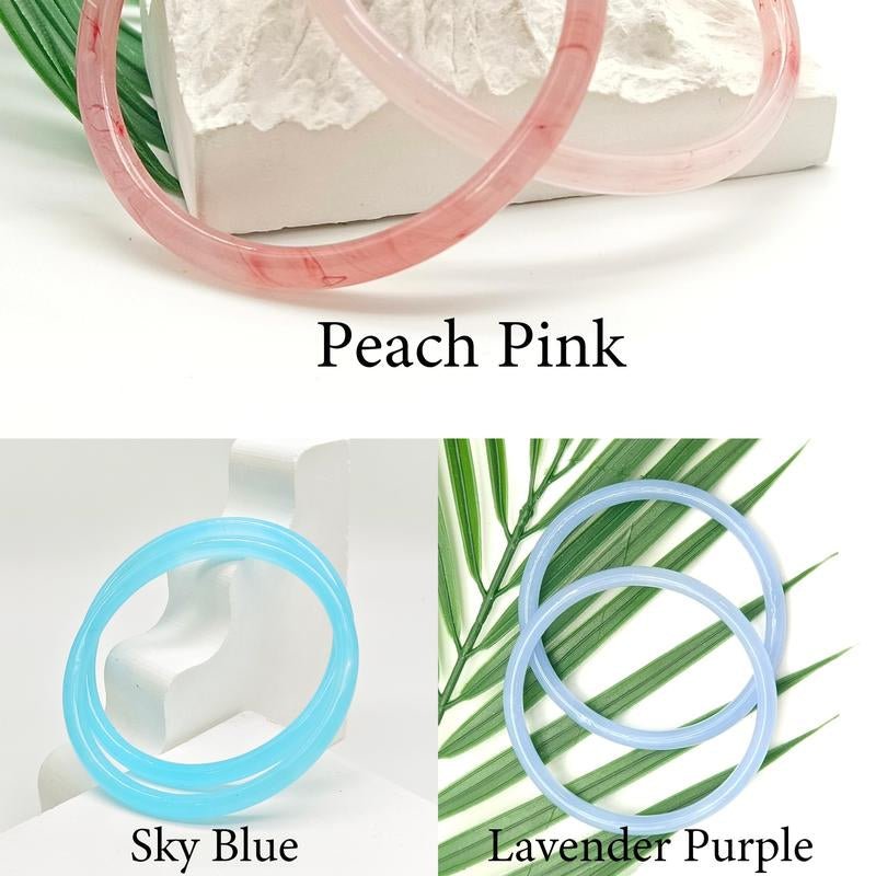 Natural Jade Three-Pair Set Skinny Bangle Bracelets Free Combination for Black Friday Christmas Gift for Women and Girls