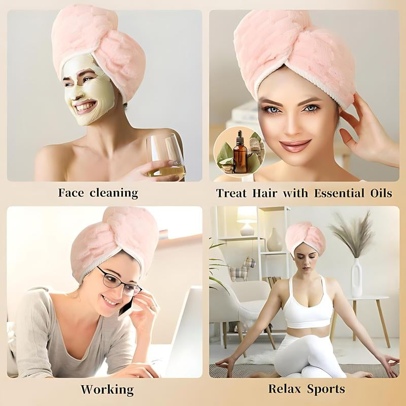 3 Pack Microfiber Hair Towel Wrap for Women, Quick Dry Super Absorbent Hair Turban with Button, anti Frizz Large Drying Towel Set for Bathroom, Travel, Gift Idea Micro Fiber