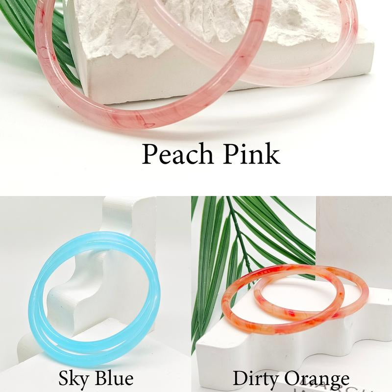 Natural Jade Three-Pair Set Skinny Bangle Bracelets Free Combination for Black Friday Christmas Gift for Women and Girls