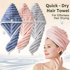 3 Pack Microfiber Hair Towel Wrap for Women, Quick Dry Super Absorbent Hair Turban with Button, anti Frizz Large Drying Towel Set for Bathroom, Travel, Gift Idea Micro Fiber