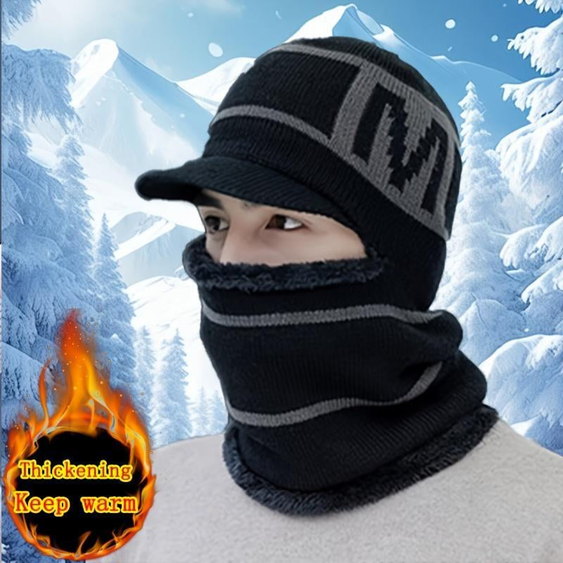 Men'S Winter Thermal Hat and Neck Warmer for Skiing, Snowboarding, Hiking, Extreme Cold Protection, Non-Stretchy Knit, Hand Washable
