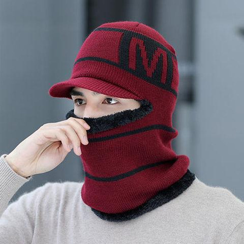 Men'S Winter Thermal Hat and Neck Warmer for Skiing, Snowboarding, Hiking, Extreme Cold Protection, Non-Stretchy Knit, Hand Washable