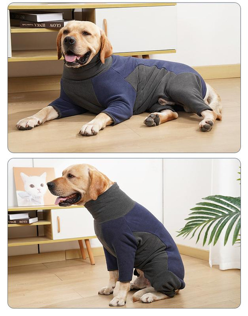 Happy Time Pet Products Doberman Large Dog Clothes Adjustable Full Coverage Four-Legged Thickened Warm Cotton Jacket High Collar Fleece Dog Color Block Coat for Winter Cold Weather Protection