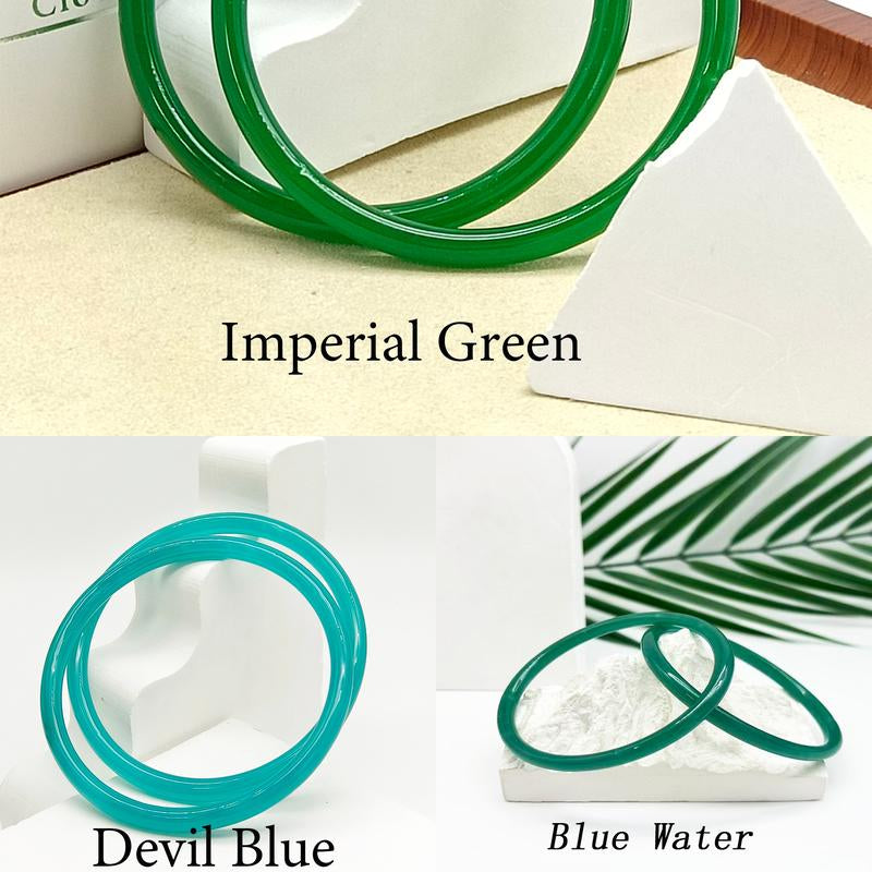 Natural Jade Three-Pair Set Skinny Bangle Bracelets Free Combination for Black Friday Christmas Gift for Women and Girls