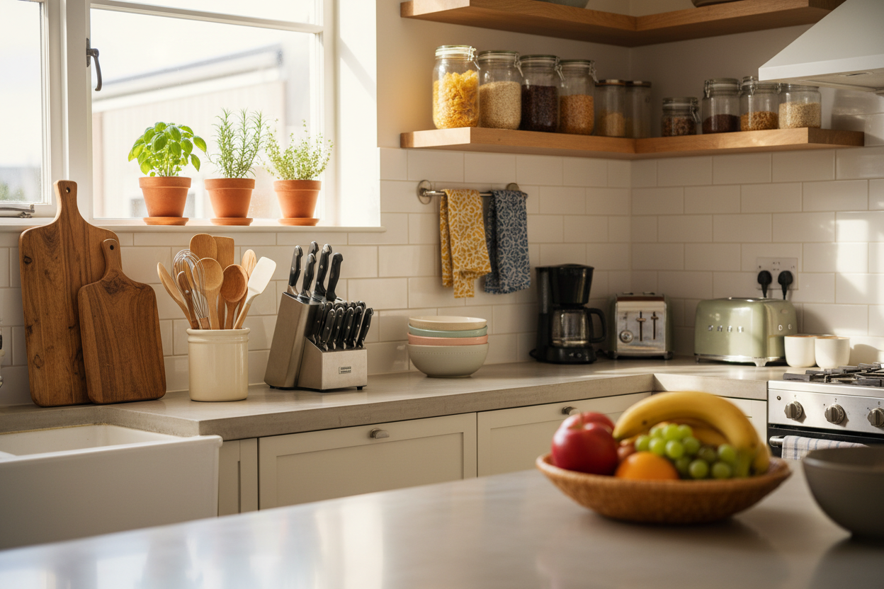 with kitchen accessories